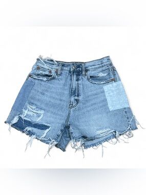 American Eagle Outfitters Light Blue Patchwork Distressed Denim Shorts
